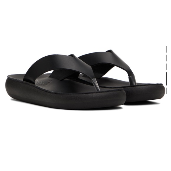 Ancient Greek Sandals Shoes - Ancient Greek Sandals Charys Black Leather Thong Sandals